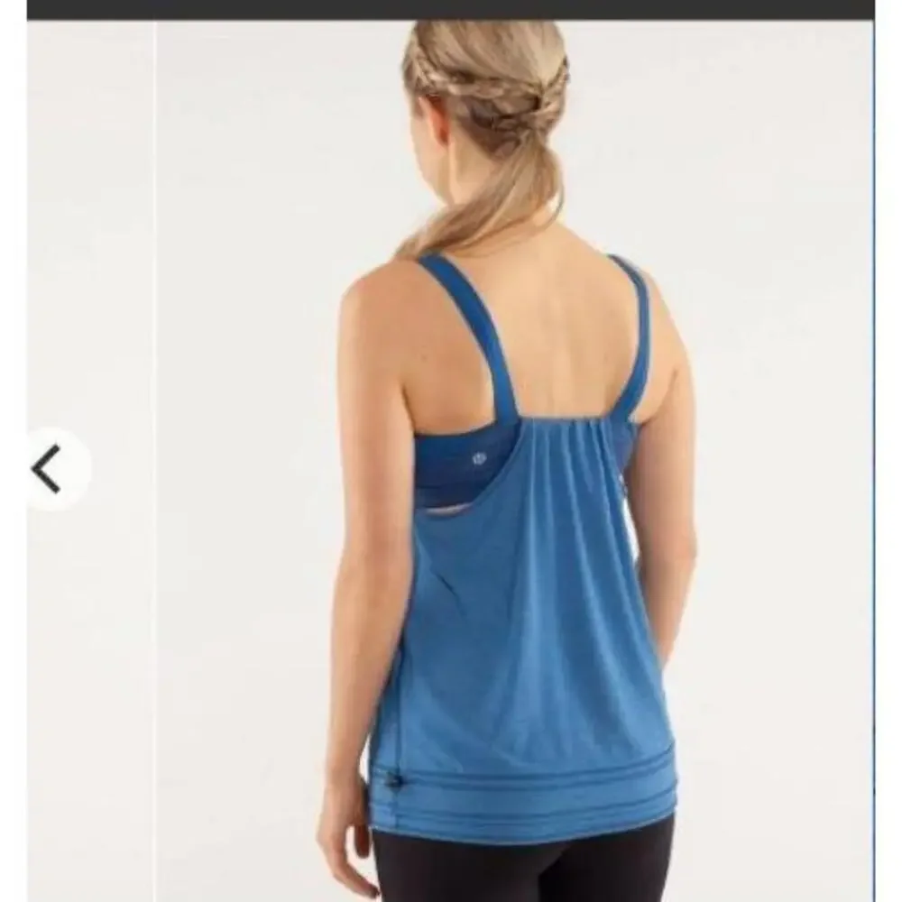 Lululemon Top Womens Eight Limitless Blue Ruched Empire Athletic Tank